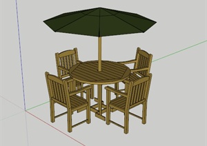 新古典风格休闲遮阳伞桌椅组合SU(草图大师)模型