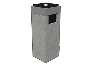 灰色简约垃圾桶设计SU(草图大师)模型