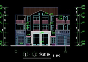 联排别墅平建筑设计CAD方案