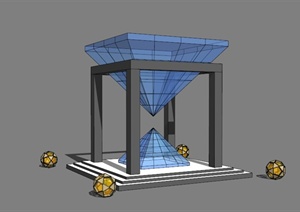 小区玻璃景观亭设计SU(草图大师)模型