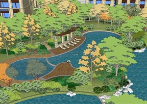 奢华欧式小区景观设计SU(草图大师)模型