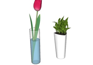 小型桌上植物盆栽设计SU(草图大师)模型