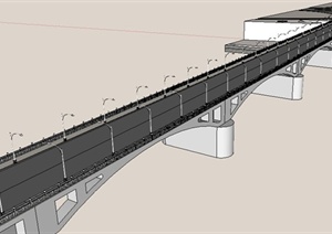 景观跨江大桥设计SU(草图大师)模型