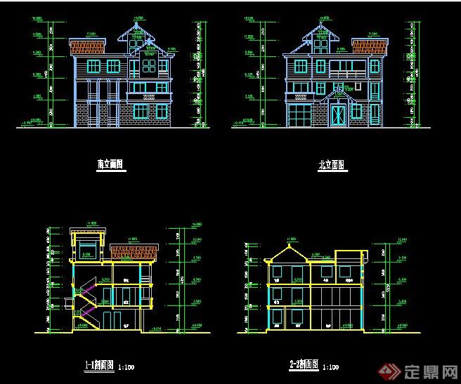 新中式风格三层别墅住宅建筑方案图(1)