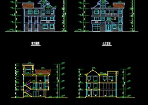 新中式风格三层别墅住宅建筑方案图