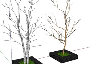 两款方形树池SU(草图大师)模型