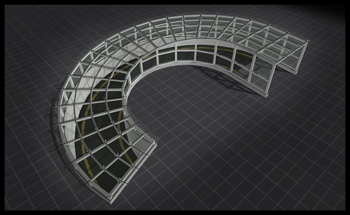 某车库出入口廊架设计（含3d、效果图、cad）