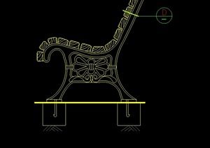 某欧式风格铁艺座椅设计cad方案图