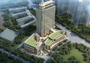 新古典主义商业街综合楼建筑设计SU(草图大师)模型