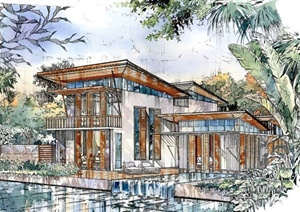 新加坡风格三层别墅住宅建筑方案图