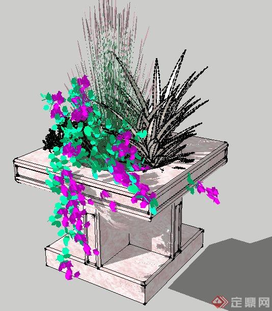 现代简约花钵su模型(1)