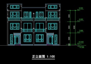 中式双拼别墅住宅建筑方案图