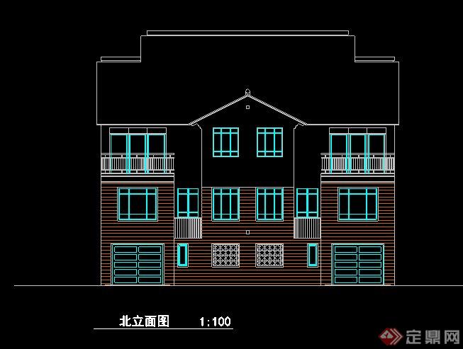 中式双拼三层别墅建筑方案(1)