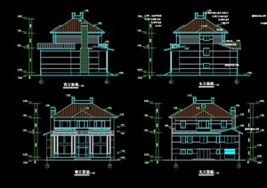 新中式风格别墅建筑设计cad平立剖施工图