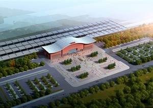 现代简约火车站建筑设计SU(草图大师)模型