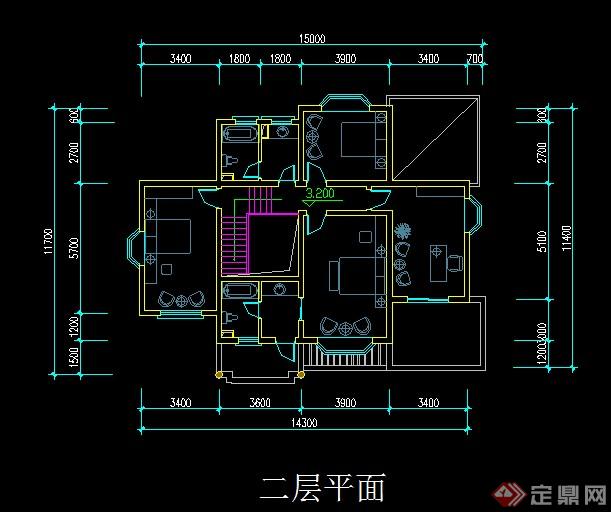 某现代住宅别墅设计CAD方案(2)