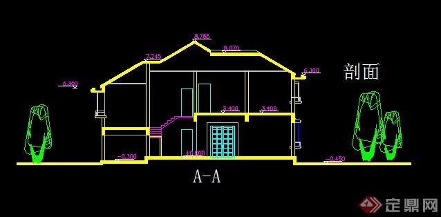 某现代住宅别墅设计CAD方案(8)
