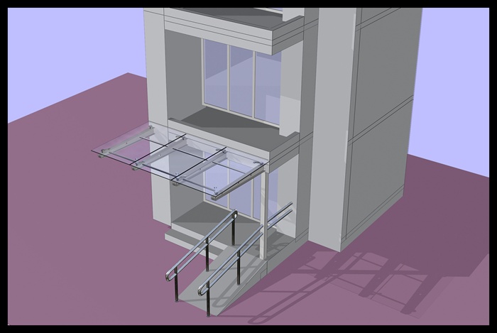 某小区单元入口雨棚设计3d模型