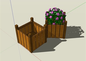 现代风格木质花箱设计SU(草图大师)模型