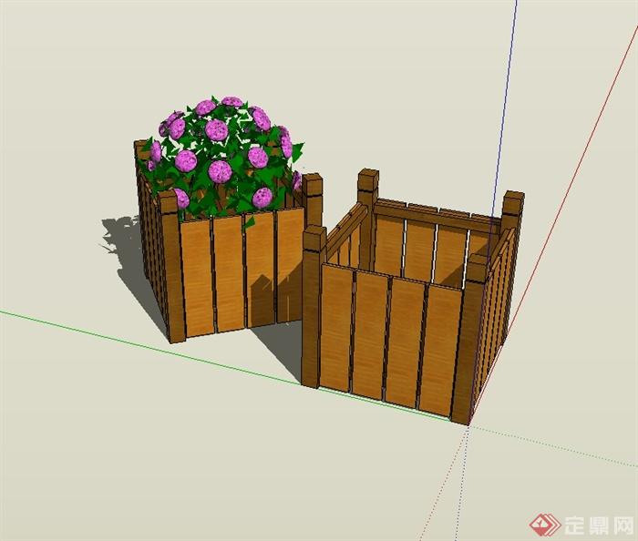 现代风格木质花箱设计su模型(2)