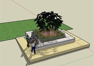 某现代风格精致树池设计SU(草图大师)模型