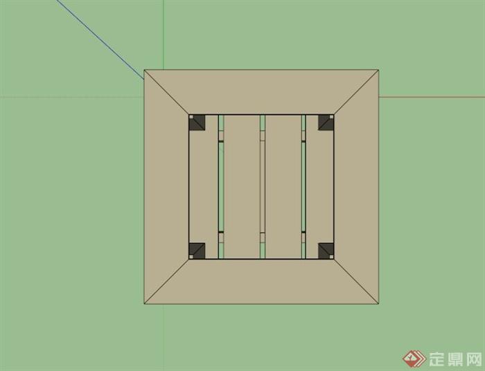 矩形木板拼接花池设计SU模型(2)