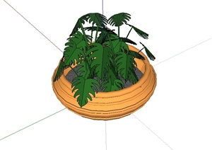 某现代风格花钵植物设计SU(草图大师)模型