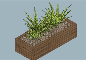现代木制花池设计SU(草图大师)模型