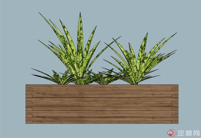 现代木制花池设计SU模型(3)