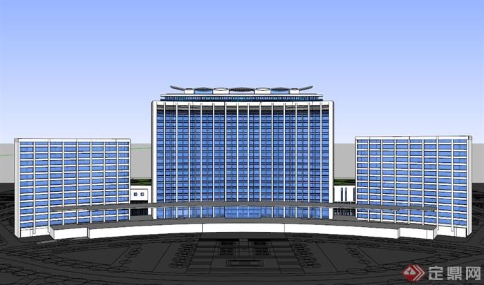 现代政府办公楼设计SU模型(3)