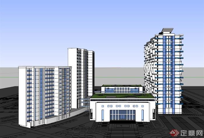 现代政府办公楼设计SU模型(4)