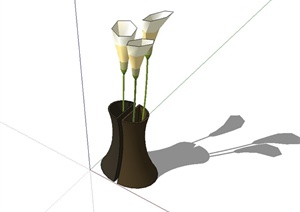 现代独特花瓶插花设计SU(草图大师)模型