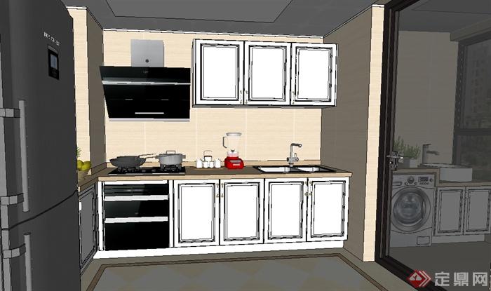 现代风格室内住宅厨房su模型(2)