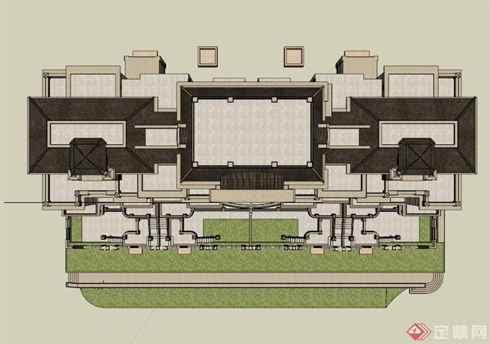 欧式高档公寓住宅楼设计SU模型(5)