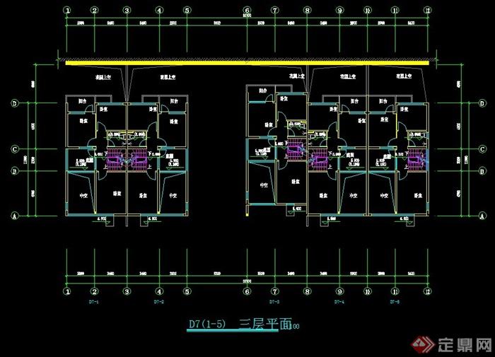 现代联排别墅设计CAD方案(3)