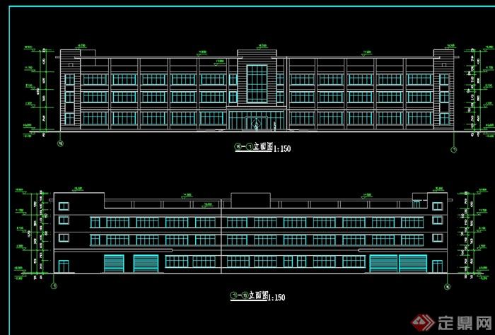 现代多层厂房建筑设计cad平立剖(1)