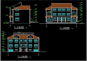 欧式别墅建筑楼设计cad方案图