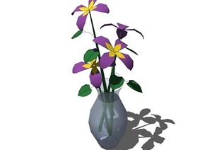 现代简约玻璃花瓶花卉设计SU(草图大师)模型