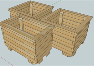 木板组合花池种植池SU(草图大师)模型