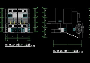 现代叠拼别墅建筑设计cad平立剖
