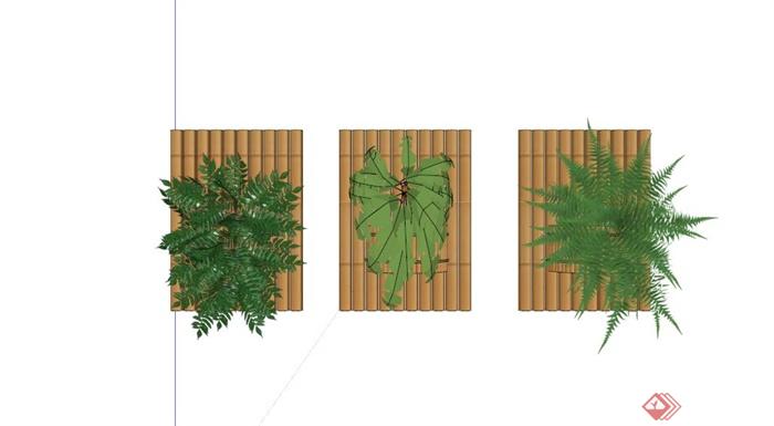 竹排植物景观小品设计SU模型(3)