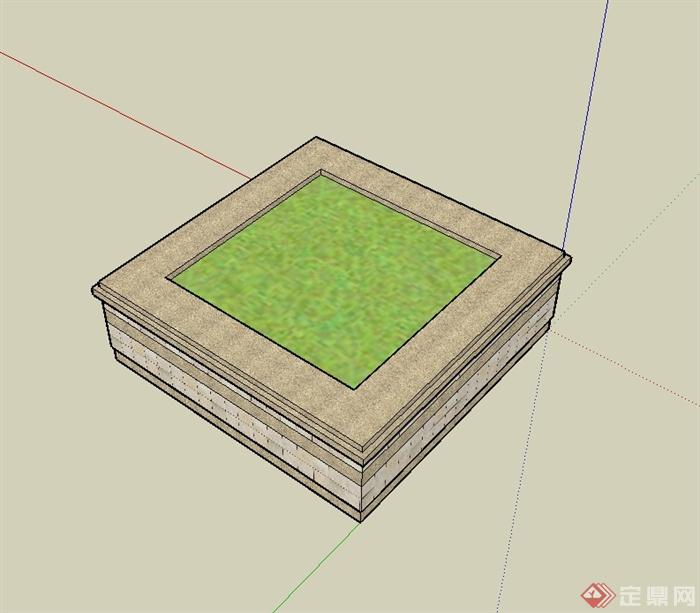 某现代风格砖砌树池设计su模型(2)