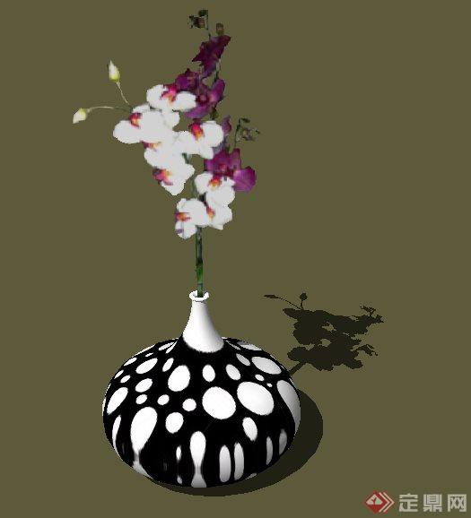黑白花瓶设计su模型(1)