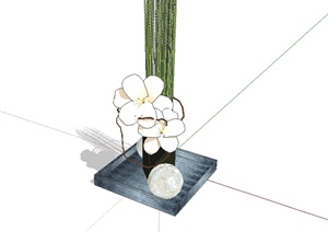 某庭院装饰小品植物设计SU(草图大师)模型