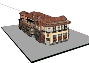 欧式小镇商业建筑设计SU(草图大师)模型