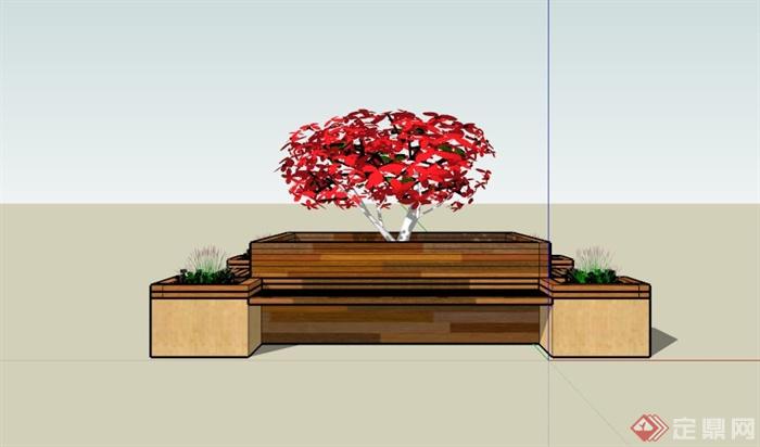 现代带坐凳树池设计SU模型(3)
