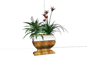 常见花钵植物组合设计SU(草图大师)模型