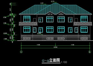 新中式双拼别墅建筑方案图纸