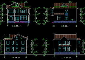 某中式风格二层别墅建筑方案图纸