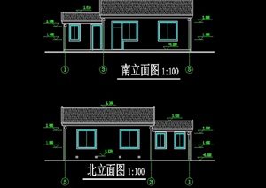 新中式住宅楼建筑设计cad平立剖